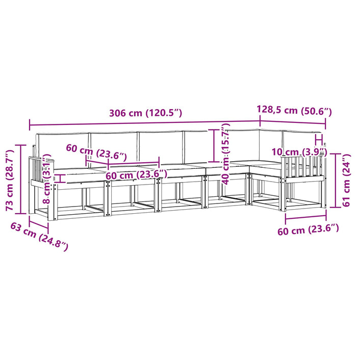 Set de canapele de exterior cu pernă 6 pcs Natural și Bej WALTI