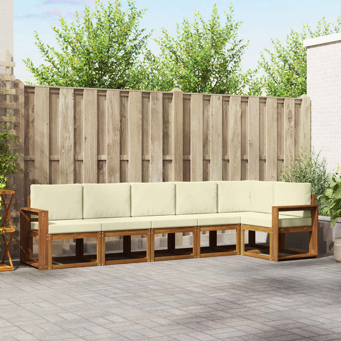 Set de canapele de exterior cu pernă 6 pcs Natural și Crem WALTI