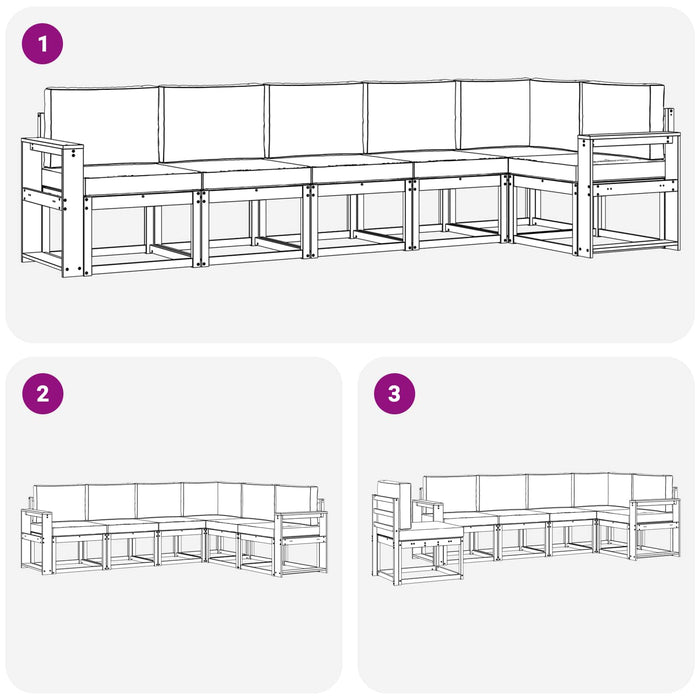 Set de canapele de exterior cu pernă 6 pcs Natural și Crem WALTI