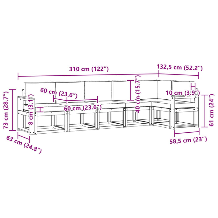 Set de canapele de exterior cu pernă 6 pcs Natural și Antracit WALTI