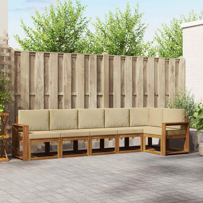 Set de canapele de exterior cu pernă 6 pcs Natural și Bej - WALTI WALTI