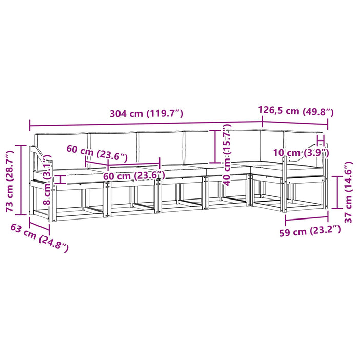 Set de canapele de exterior cu pernă 6 pcs Natural și Antracit WALTI