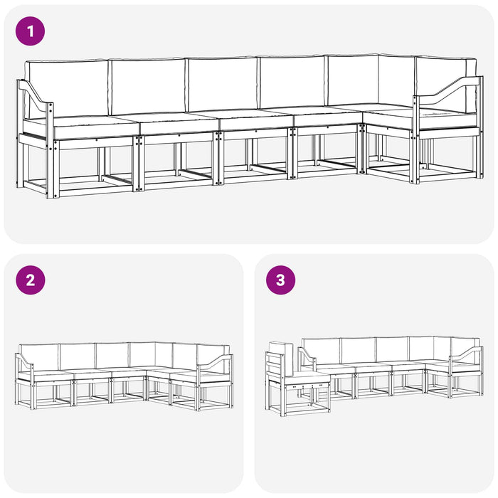 Set de canapele de exterior cu pernă 6 pcs Natural și Antracit WALTI