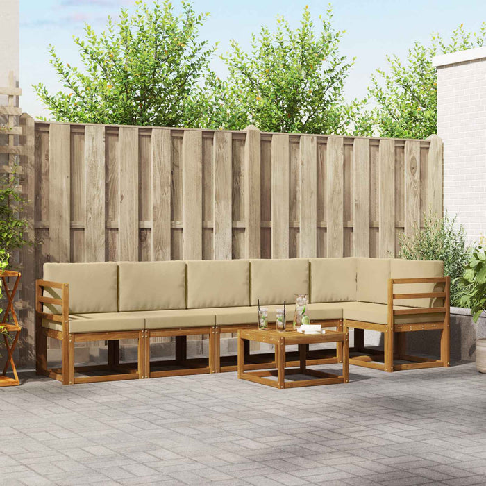 Set de canapele de exterior cu pernă 7 pcs Natural și Bej - WALTI WALTI