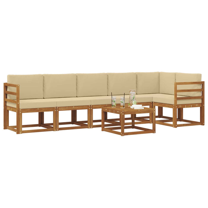 Set de canapele de exterior cu pernă 7 pcs Natural și Bej - WALTI WALTI