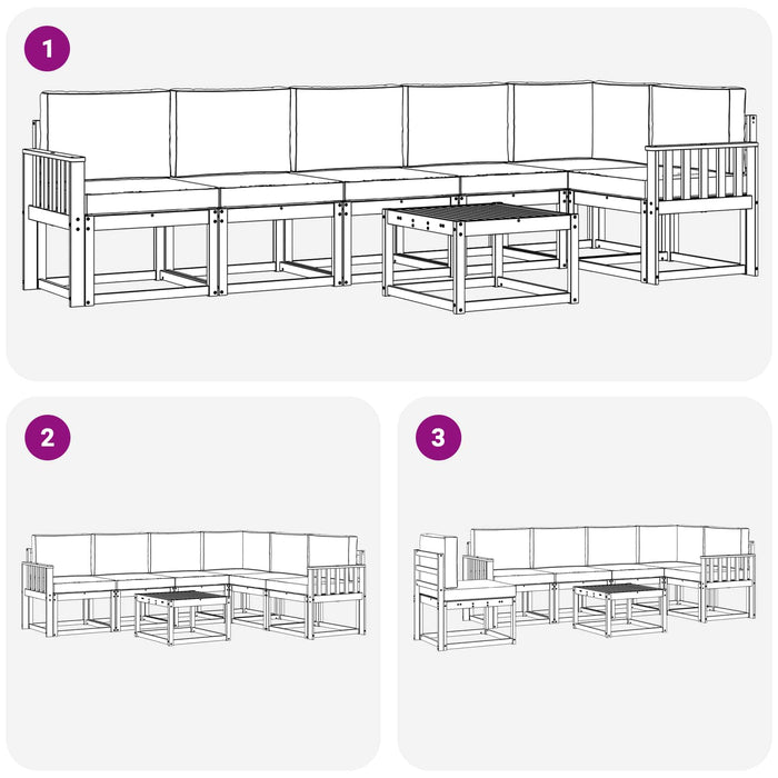 Set de canapele de exterior cu pernă 7 pcs Natural și Crem - WALTI WALTI