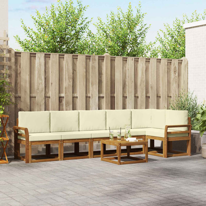 Set de canapele de exterior cu pernă 7 pcs Natural și Crem - WALTI WALTI