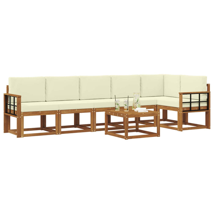 Set de canapele de exterior cu pernă 7 pcs Natural și Crem - WALTI WALTI