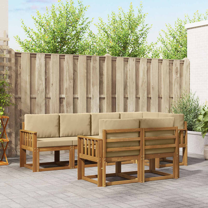 Set de canapele de exterior cu pernă 7 pcs Natural și Bej - WALTI WALTI