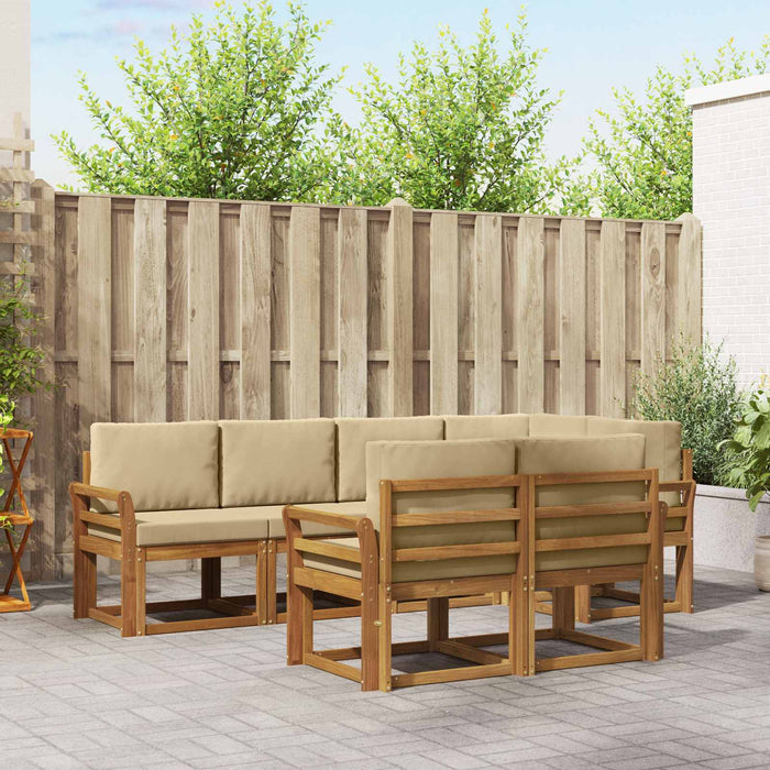 Set de canapele de exterior cu pernă 7 pcs Natural și Bej - WALTI WALTI