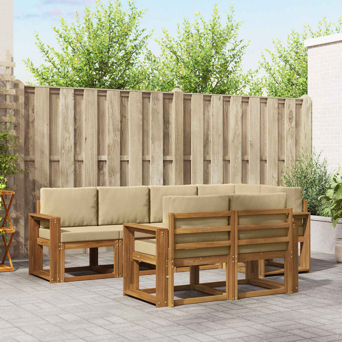 Set de canapele de exterior cu pernă 7 pcs Natural și Bej - WALTI WALTI