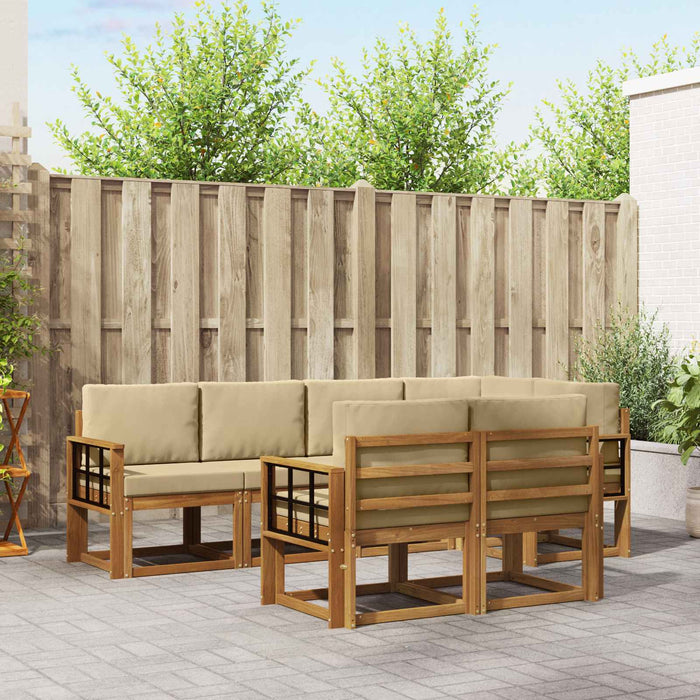 Set de canapele de exterior cu pernă 7 pcs Natural și Bej - WALTI WALTI