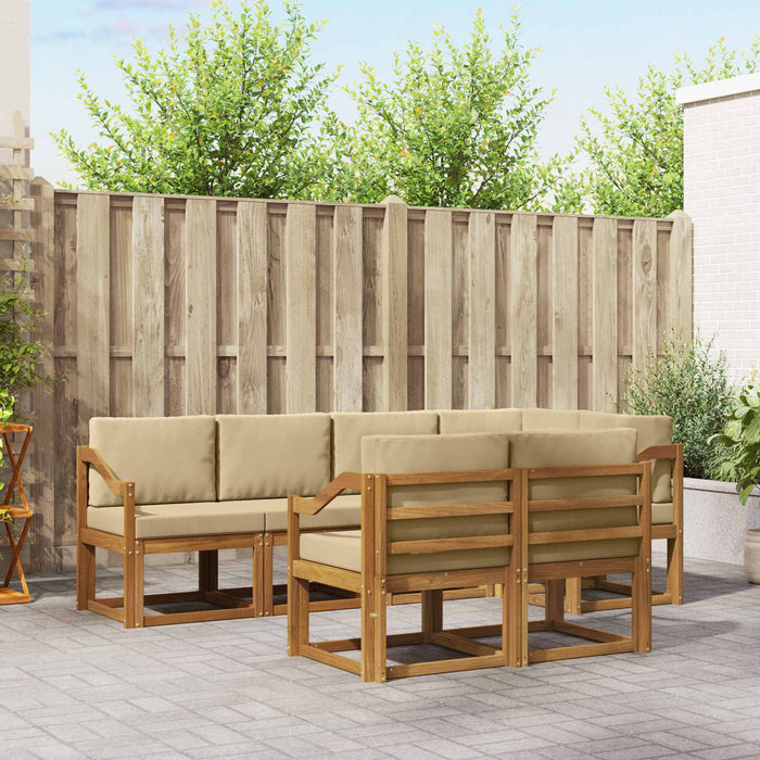 Set de canapele de exterior cu pernă 7 pcs Natural și Bej - WALTI WALTI