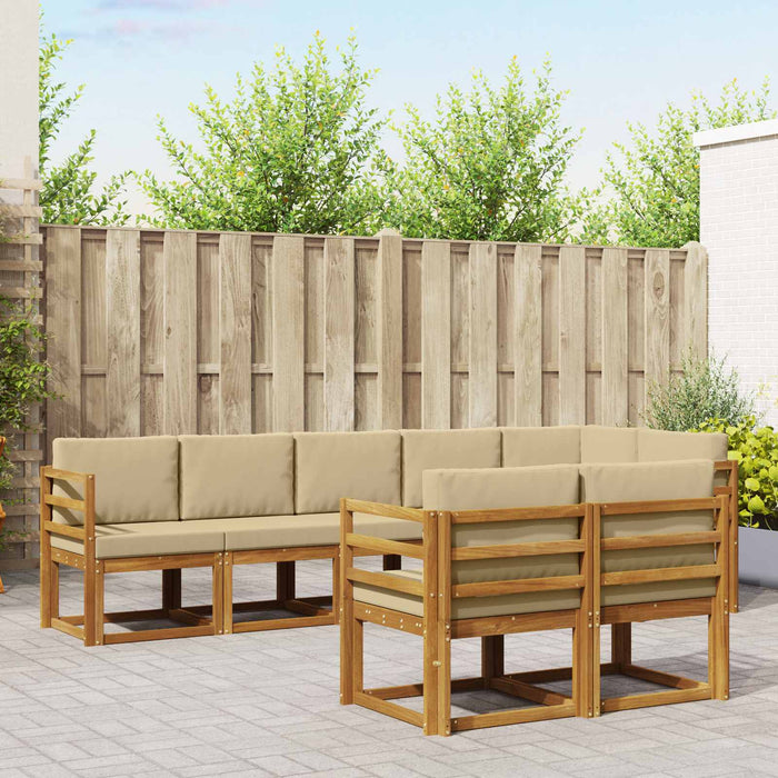 Set de canapele de exterior cu pernă 8 pcs Natural și Bej - WALTI WALTI
