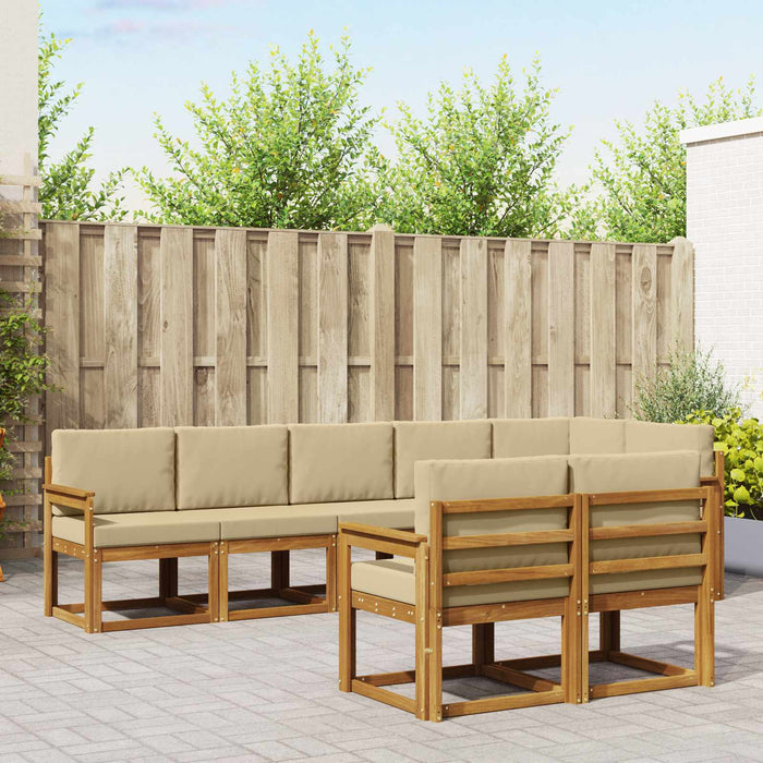 Set de canapele de exterior cu pernă 8 pcs Natural și Bej - WALTI WALTI