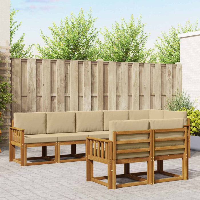 Set de canapele de exterior cu pernă 8 pcs Natural și Bej - WALTI WALTI