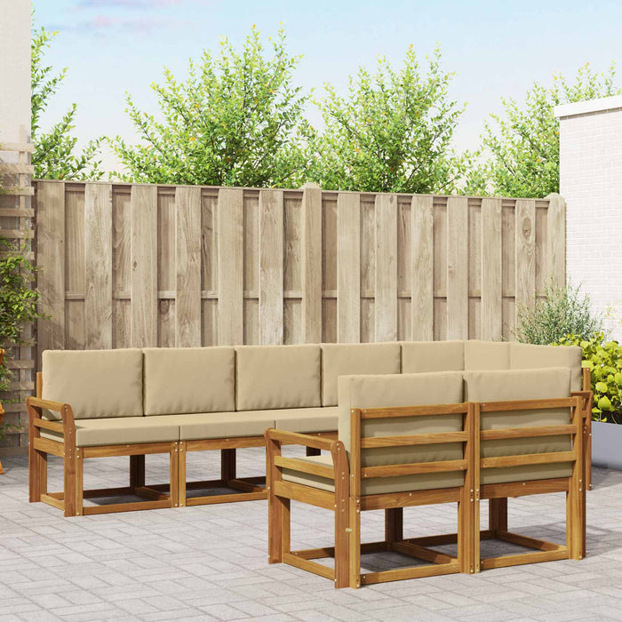 Set de canapele de exterior cu pernă 8 pcs Natural și Bej - WALTI WALTI