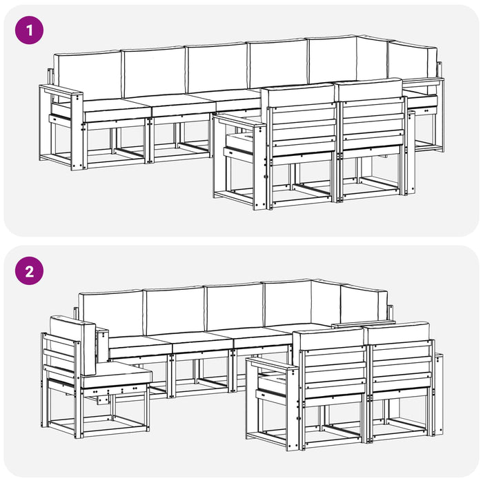 Set de canapele de exterior cu pernă 8 pcs Natural și Antracit - WALTI WALTI