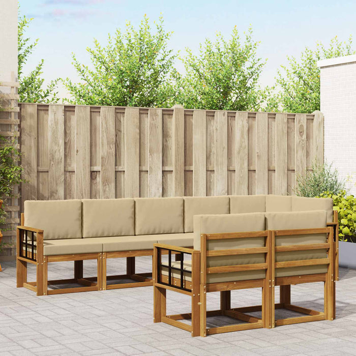 Set de canapele de exterior cu pernă 8 pcs Natural și Bej - WALTI WALTI