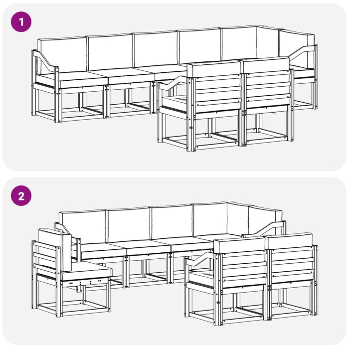 Set de canapele de exterior cu pernă 8 pcs Natural și Crem - WALTI WALTI