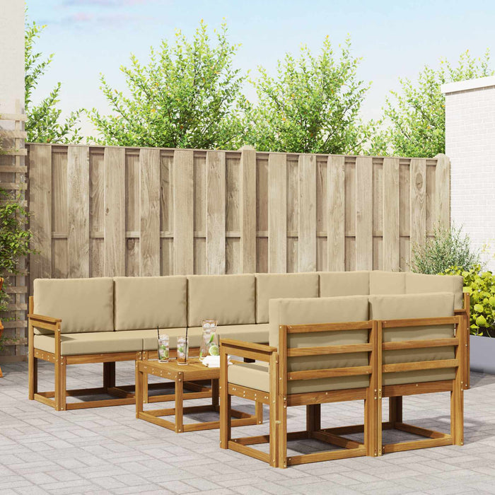 Set de canapele de exterior cu pernă 9 pcs Natural și Bej - WALTI WALTI