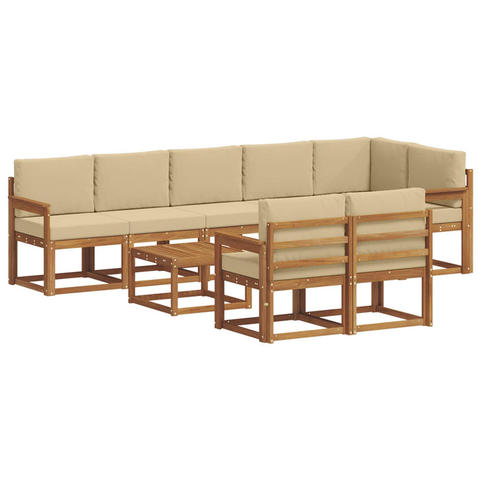 Set de canapele de exterior cu pernă 9 pcs Natural și Bej - WALTI WALTI