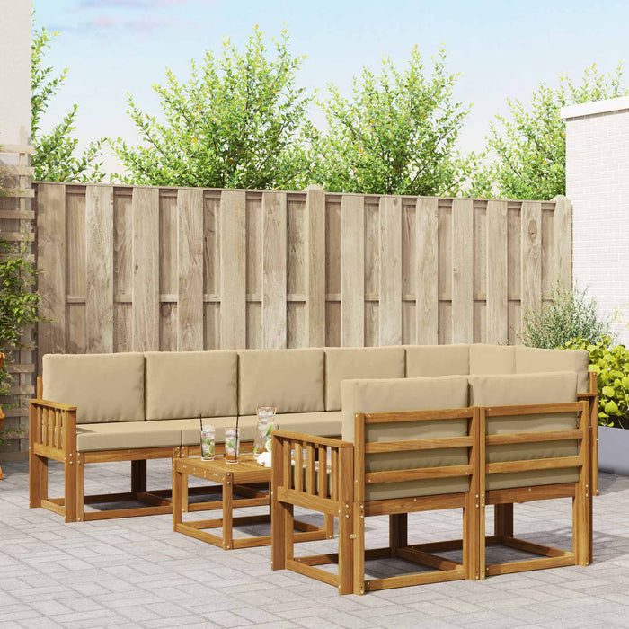 Set de canapele de exterior cu pernă 9 pcs Natural și Bej - WALTI WALTI