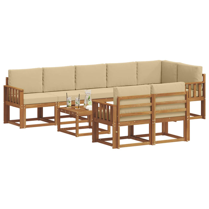 Set de canapele de exterior cu pernă 9 pcs Natural și Bej - WALTI WALTI