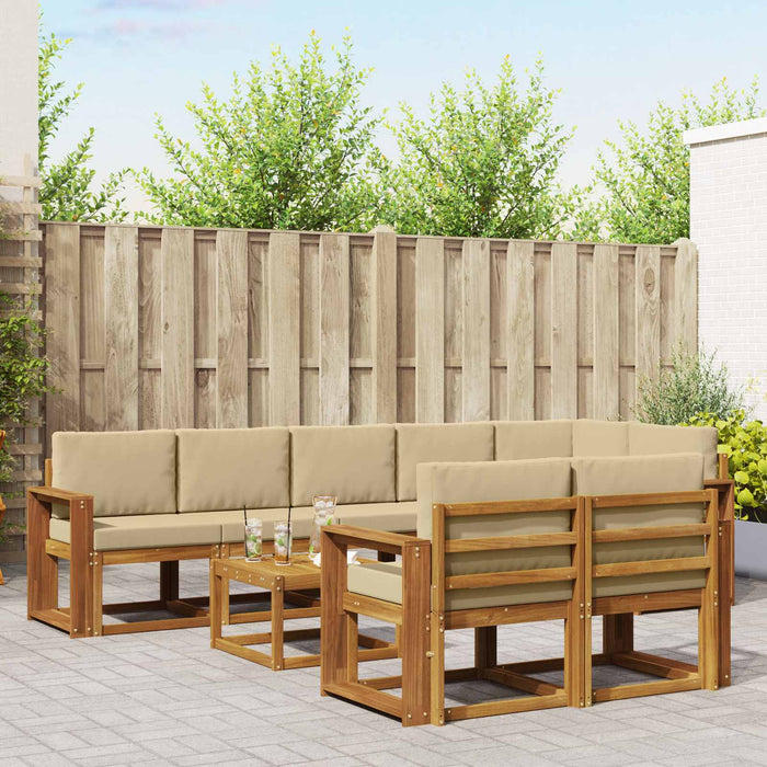 Set de canapele de exterior cu pernă 9 pcs Natural și Bej - WALTI WALTI