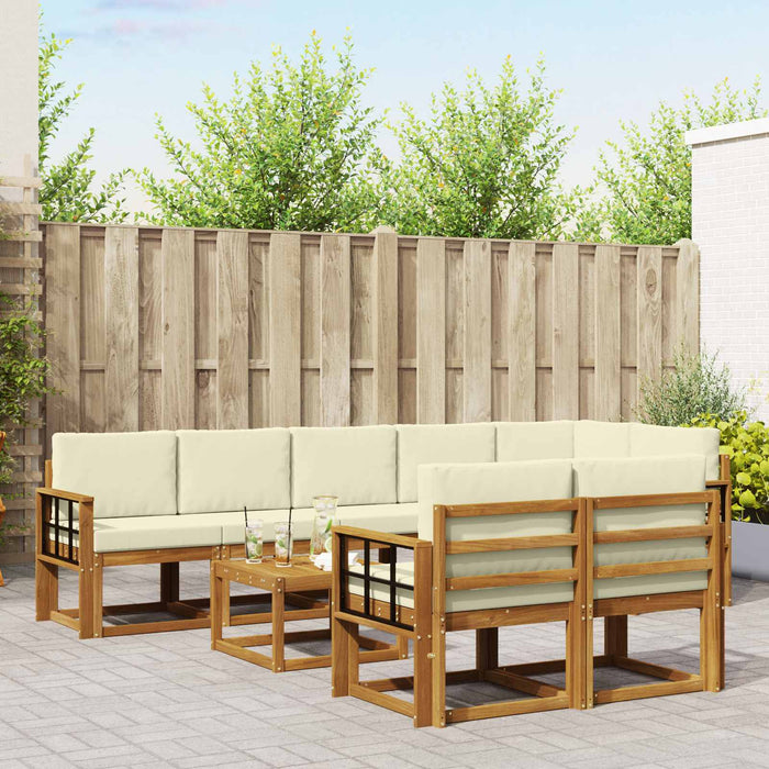 Set de canapele de exterior cu pernă 9 pcs Natural și Crem - WALTI WALTI