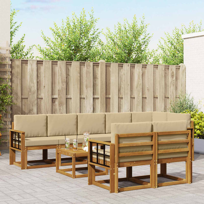 Set de canapele de exterior cu pernă 9 pcs Natural și Bej - WALTI WALTI