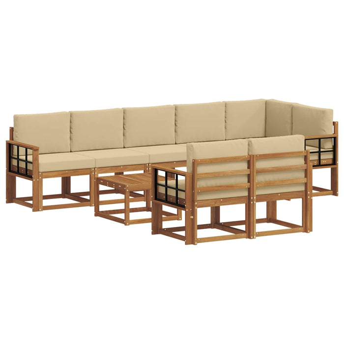 Set de canapele de exterior cu pernă 9 pcs Natural și Bej - WALTI WALTI