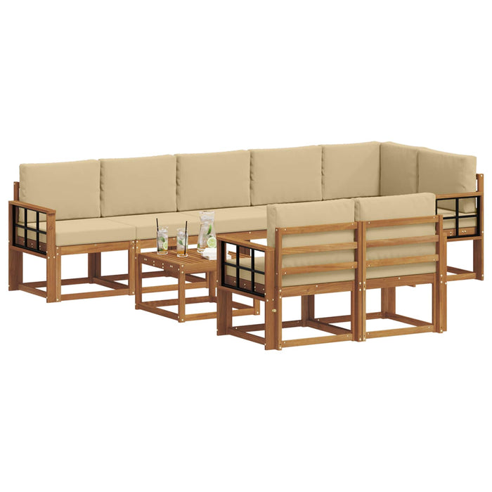Set de canapele de exterior cu pernă 9 pcs Natural și Bej - WALTI WALTI