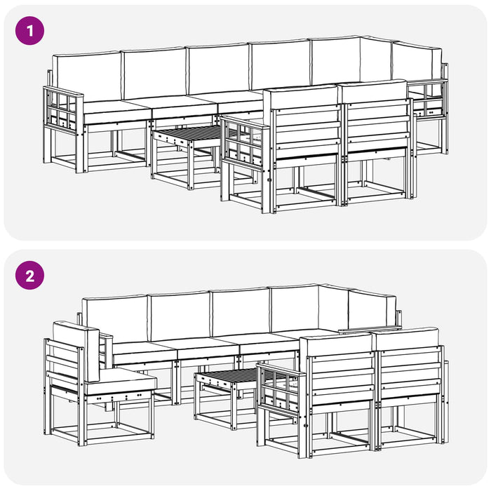 Set de canapele de exterior cu pernă 9 pcs Natural și Bej - WALTI WALTI