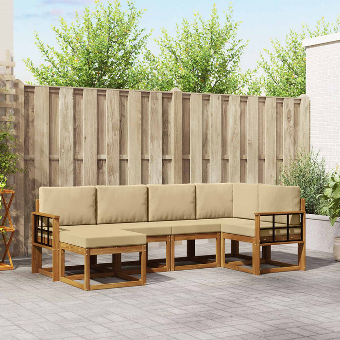 Set de canapele de exterior cu pernă 6 pcs Natural și Bej - WALTI WALTI