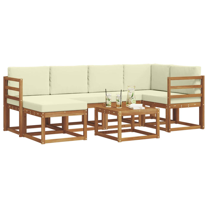Set de canapele de exterior cu pernă 7 pcs Natural și Crem - WALTI WALTI