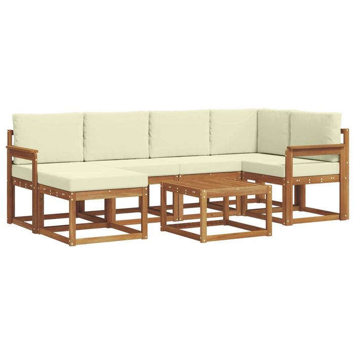 Set de canapele de exterior cu pernă 7 pcs Natural și Crem WALTI