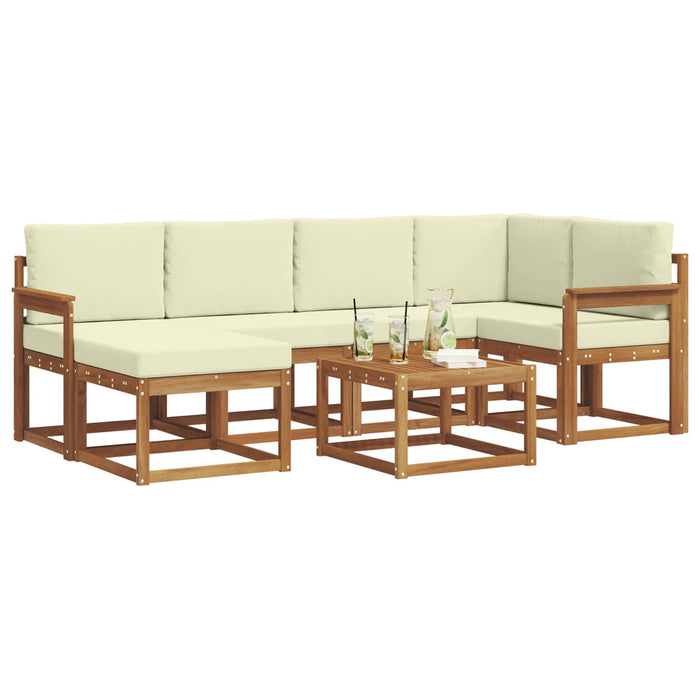 Set de canapele de exterior cu pernă 7 pcs Natural și Crem WALTI