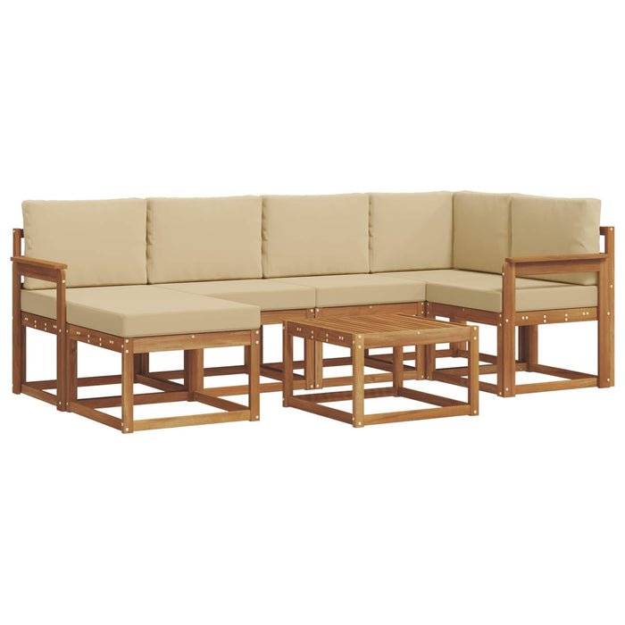 Set de canapele de exterior cu pernă 7 pcs Natural și Bej - WALTI WALTI
