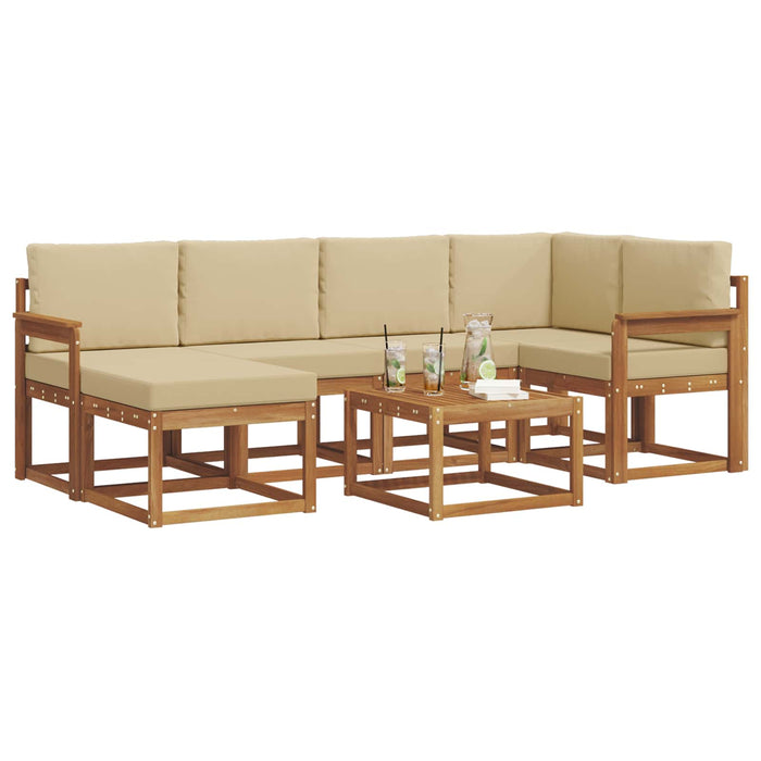 Set de canapele de exterior cu pernă 7 pcs Natural și Bej - WALTI WALTI