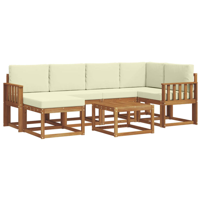 Set de canapele de exterior cu pernă 7 pcs Natural și Crem WALTI