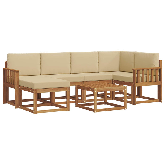 Set de canapele de exterior cu pernă 7 pcs Natural și Bej WALTI