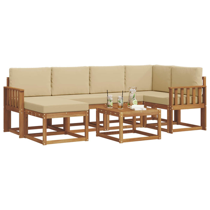 Set de canapele de exterior cu pernă 7 pcs Natural și Bej WALTI