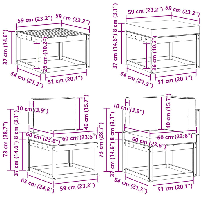 Set de canapele de exterior cu pernă 7 pcs Natural și Bej WALTI
