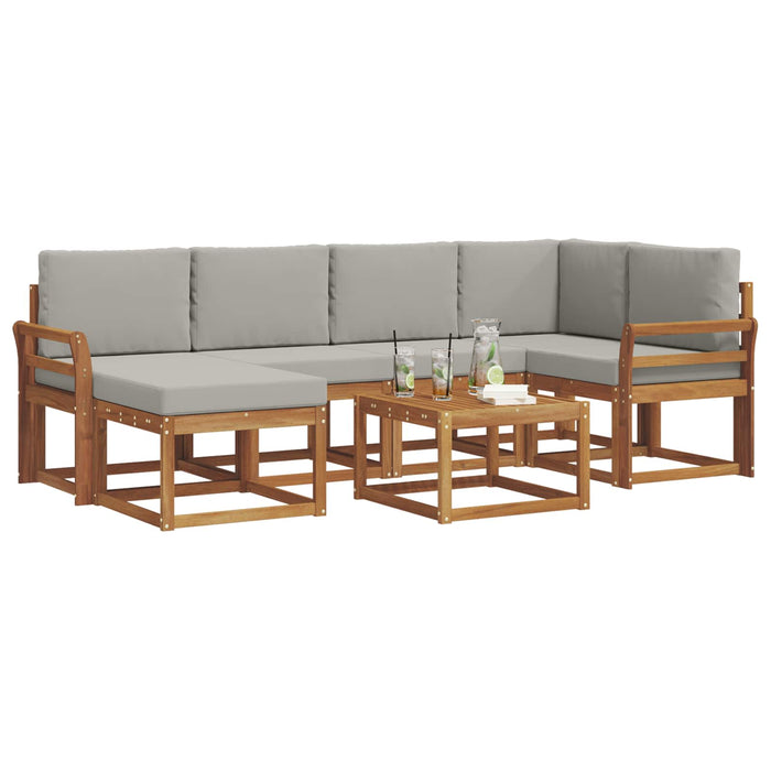Set de canapele de exterior 7 pcs Gri natural și deschis - WALTI WALTI
