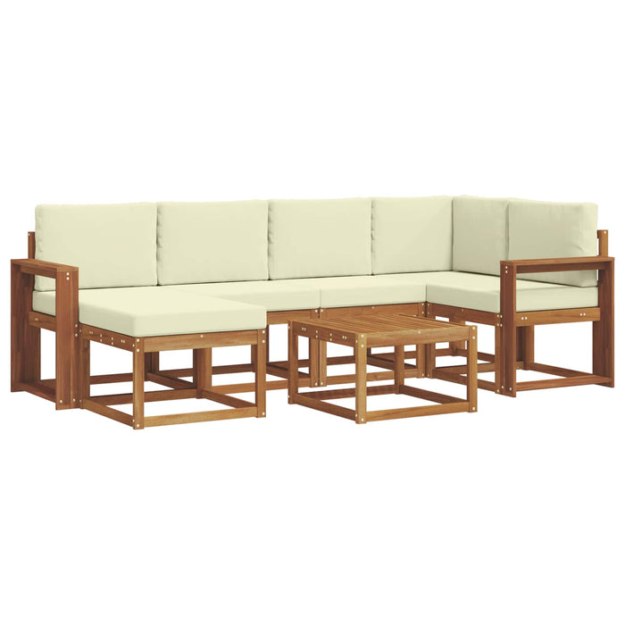 Set de canapele de exterior cu pernă 7 pcs Natural și Crem WALTI