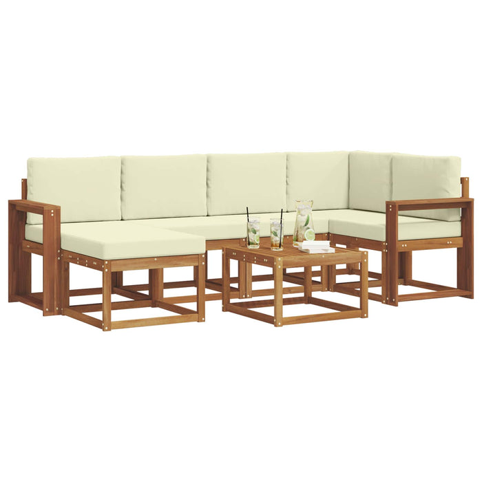 Set de canapele de exterior cu pernă 7 pcs Natural și Crem WALTI