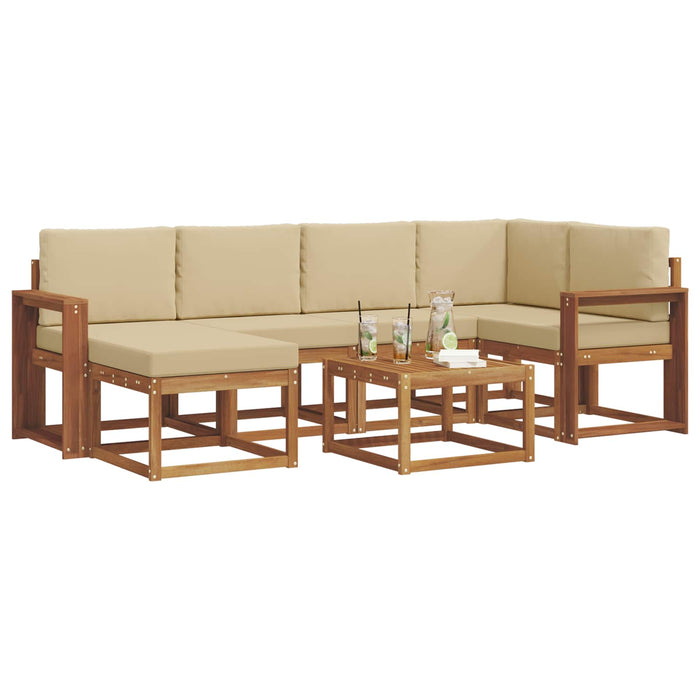 Set de canapele de exterior cu pernă 7 pcs Natural și Bej - WALTI WALTI
