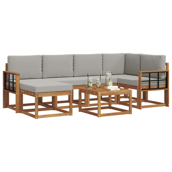Set de canapele de exterior 7 pcs Gri natural și deschis - WALTI WALTI