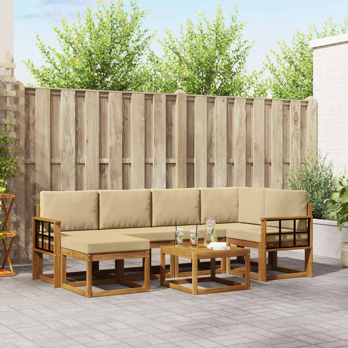 Set de canapele de exterior cu pernă 7 pcs Natural și Bej WALTI